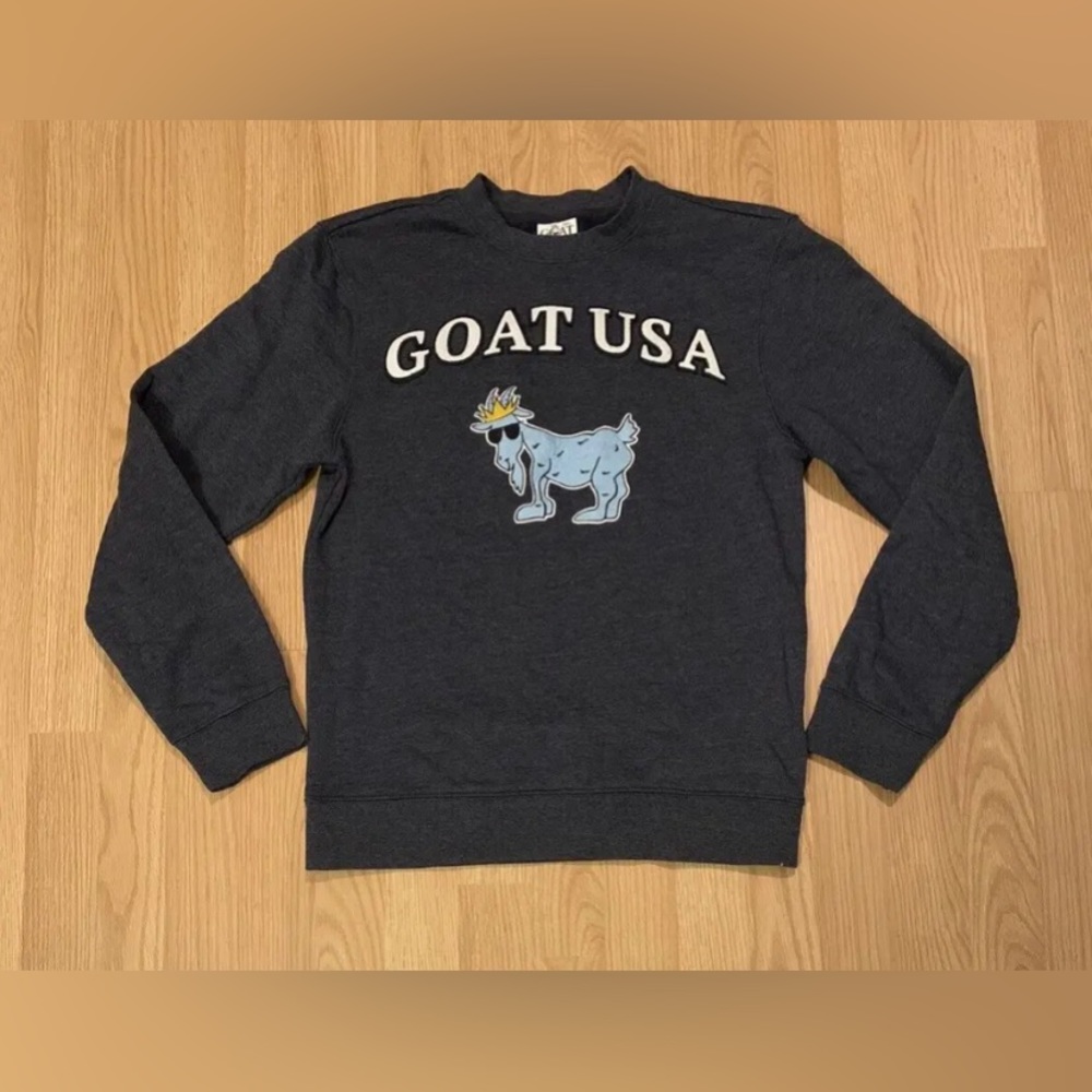EUC GOAT USA Sweatshirt Size Small Navy Blue Embroidered Crewneck Pullover